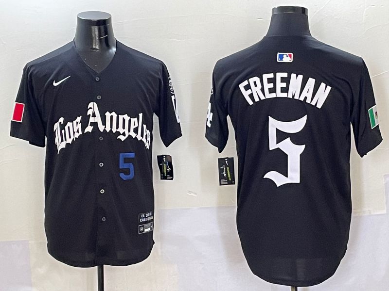 Men Los Angeles Dodgers #5 Freeman Black Five generations Joint Name 2025 Nike MLB Jersey style 4